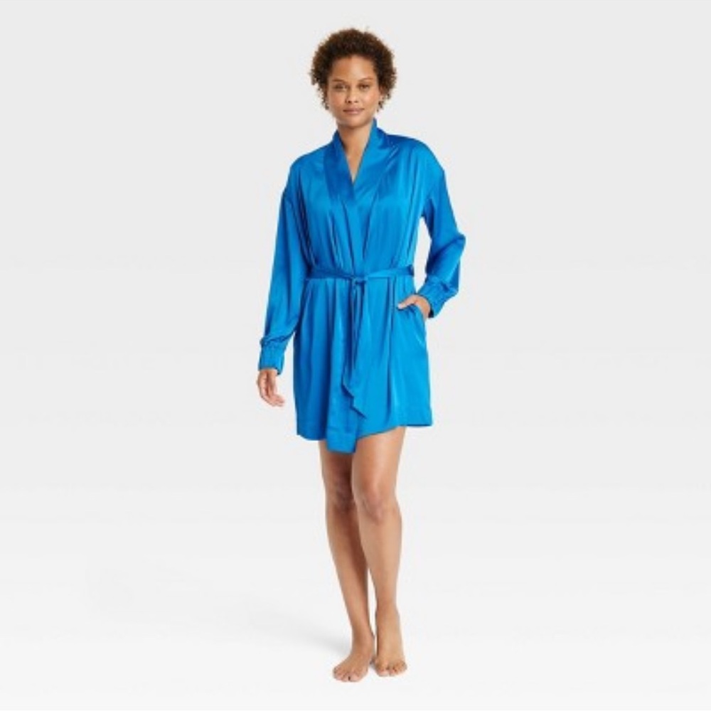 Women's Satin Robe - Stars Above Blue XL/XXL